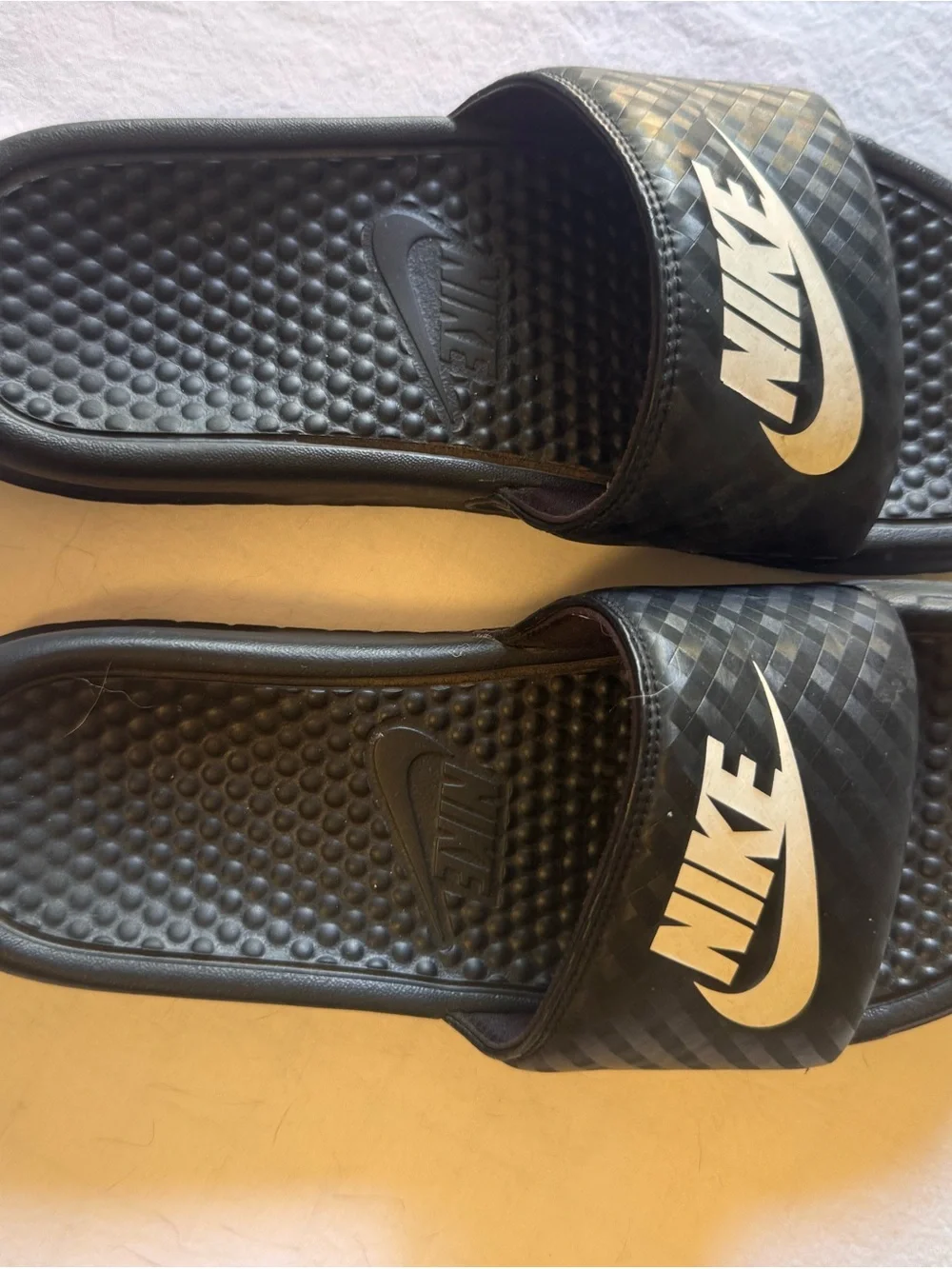Nike Black Slide Sandals with White Logo